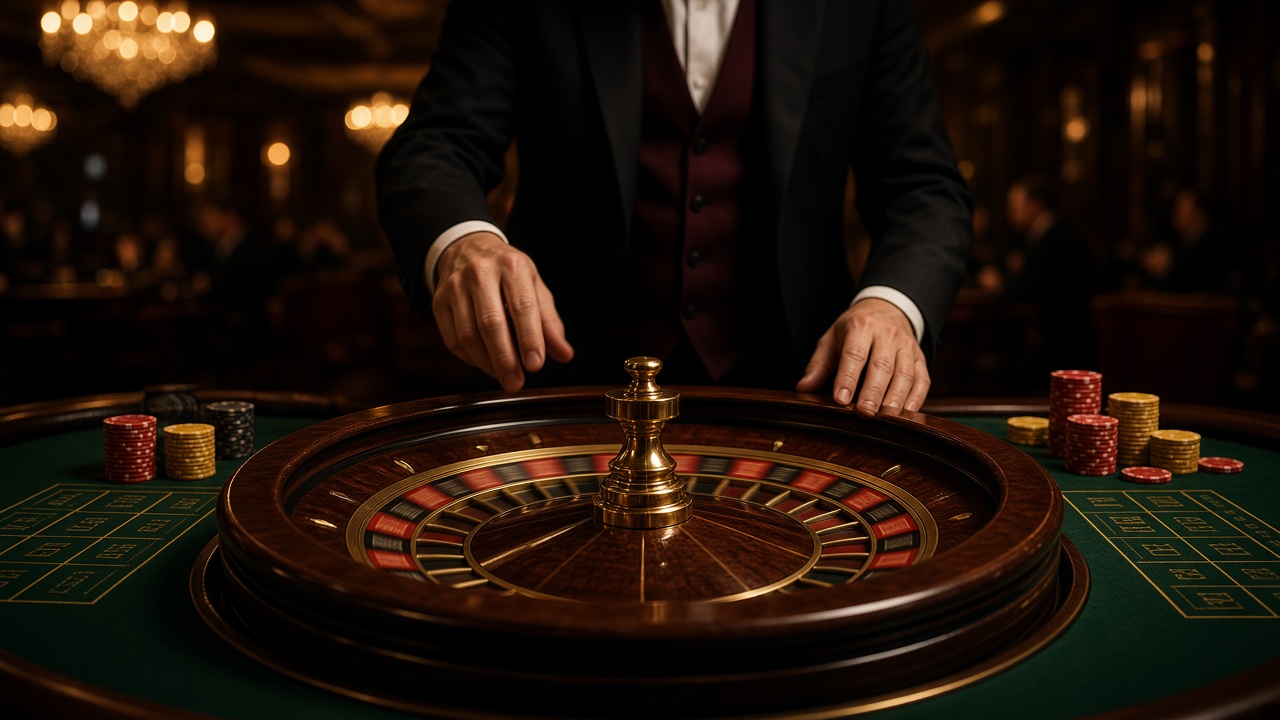 Koło ruletki i złote żetony — kasyno na żywo Brionis Casino